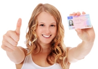 Woman with driving license