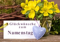 Glückwünsche zum Namenstag mit gelben Blumen