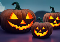 Several pumpkins on Halloween