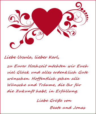 Vorlagen für Glückwünsche in der Hochzeitskarte