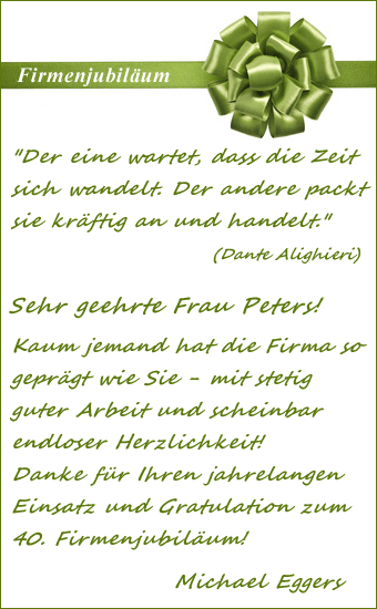 Glückwunsch zum Firmenjubiläum mit Spruch