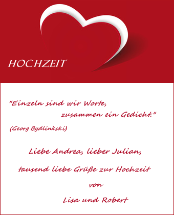 Glückwunschkarte zur Hochzeit mit einem Spruch