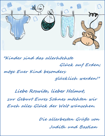 Gruß zur Geburt mit Gedicht