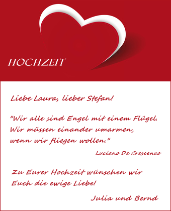 Hochzeitskarte mit Hochzeitsspruch