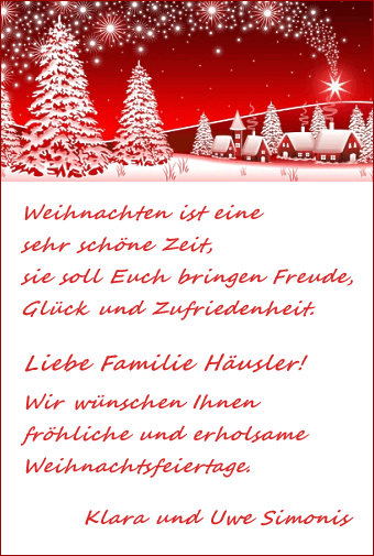 Weihnachtskarte mit einem Weihnachtsgedicht